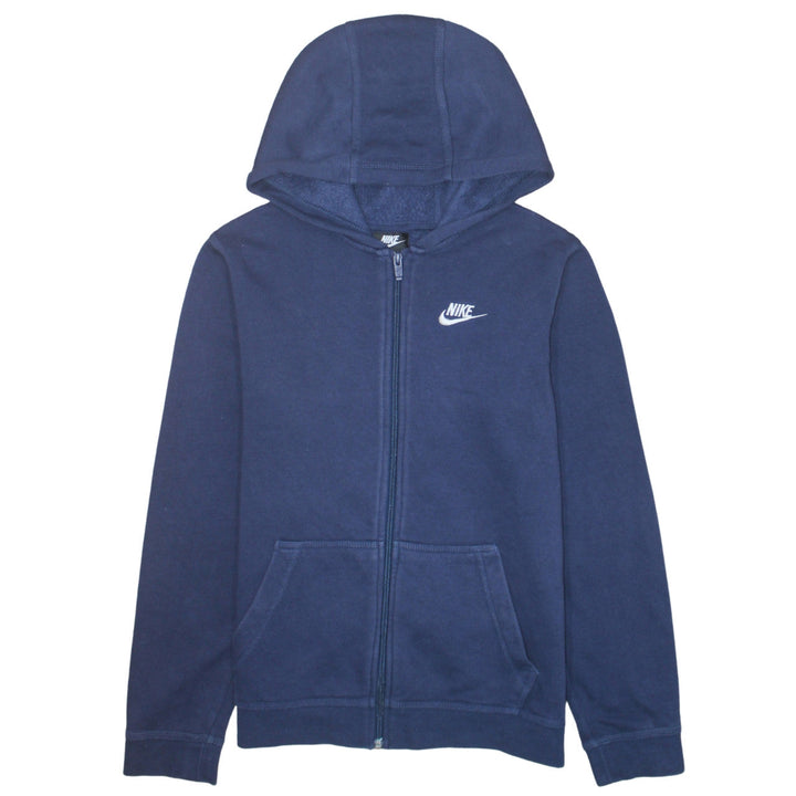 Nike Boys Blue Full Zip Hoodie XL 158-170cm Cotton Blend Logo Design