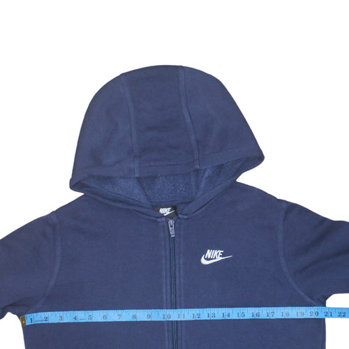 Nike Boys Blue Full Zip Hoodie XL 158-170cm Cotton Blend Logo Design