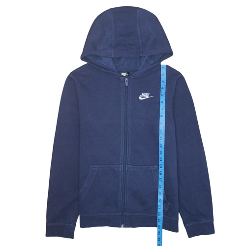 Nike Boys Blue Full Zip Hoodie XL 158-170cm Cotton Blend Logo Design