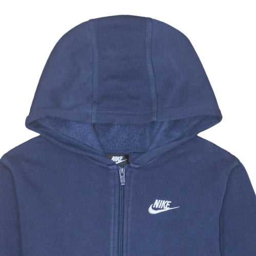 Nike Boys Blue Full Zip Hoodie XL 158-170cm Cotton Blend Logo Design