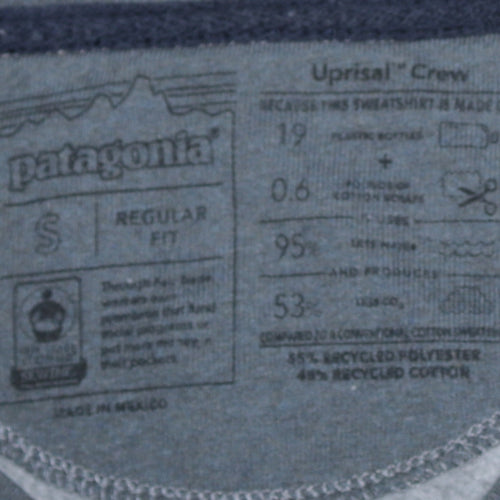 Patagonia Women Blue Regular Fit UPRISAL Crew Sweatshirt Size S