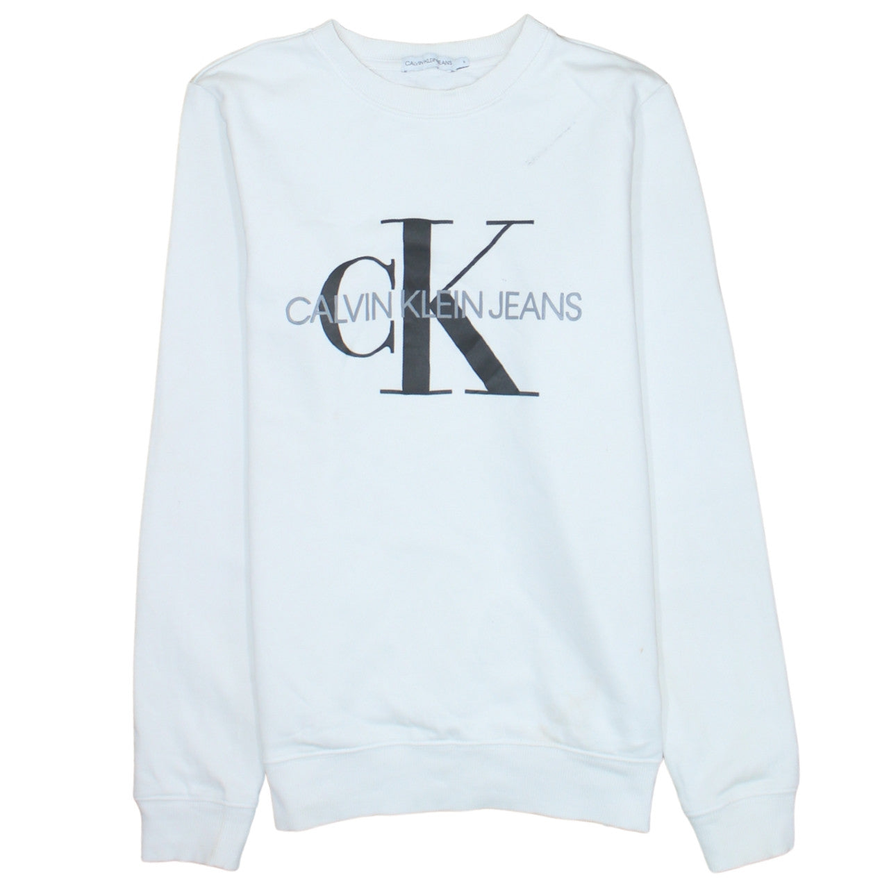 Calvin Klein Jeans Boys White Logo Pullover Sweatshirt Size 16 Years