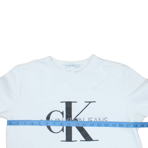 Calvin Klein Jeans Boys White Logo Pullover Sweatshirt Size 16 Years