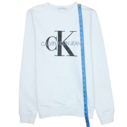 Calvin Klein Jeans Boys White Logo Pullover Sweatshirt Size 16 Years