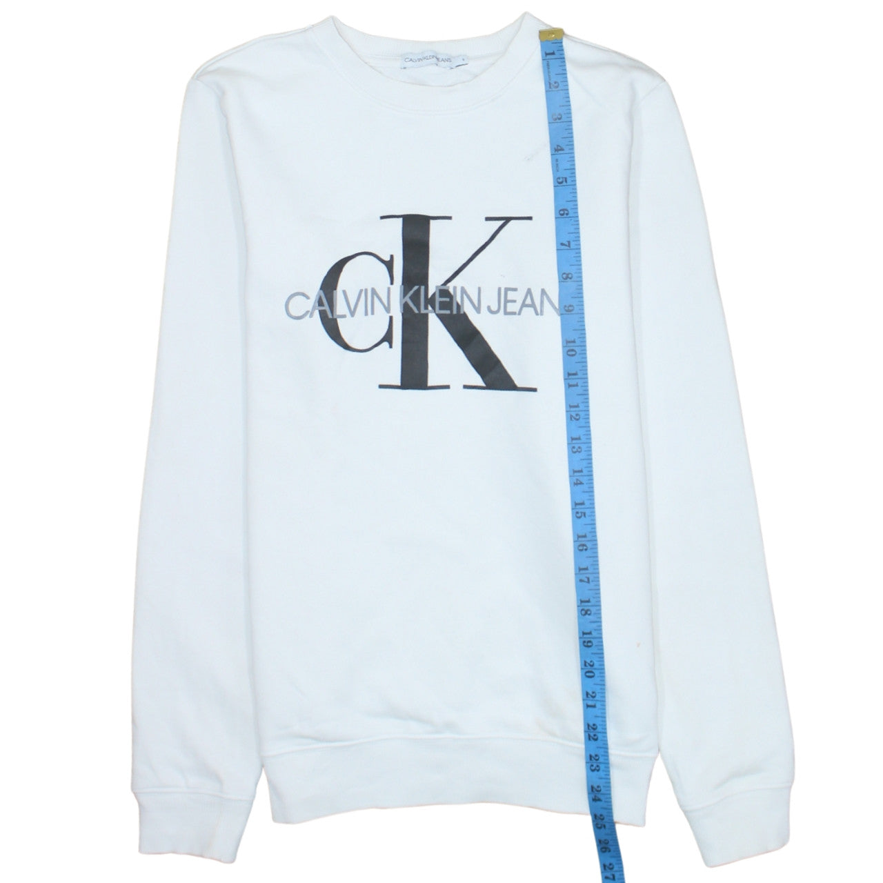 Calvin Klein Jeans Boys White Logo Pullover Sweatshirt Size 16 Years