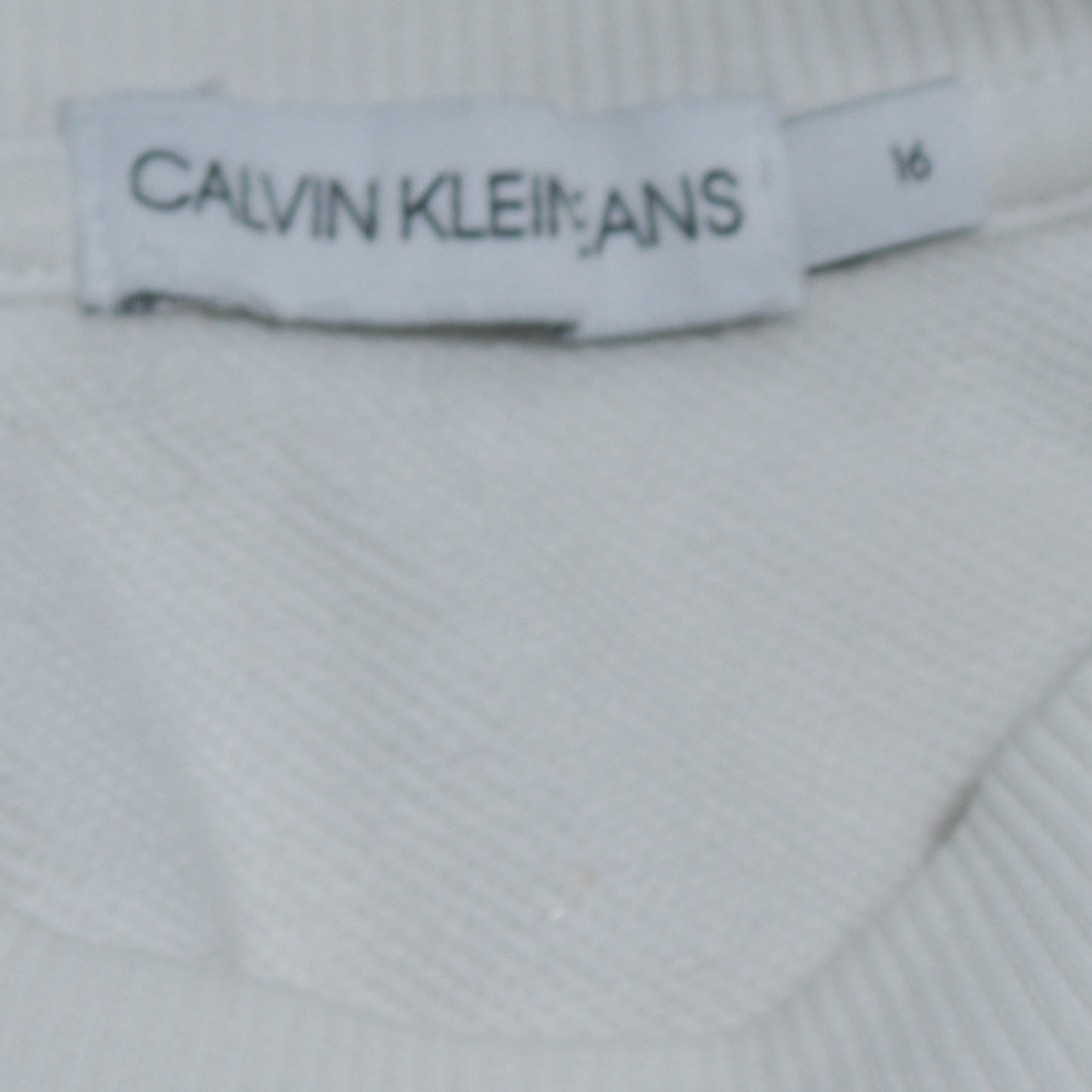 Calvin Klein Jeans Boys White Logo Pullover Sweatshirt Size 16 Years