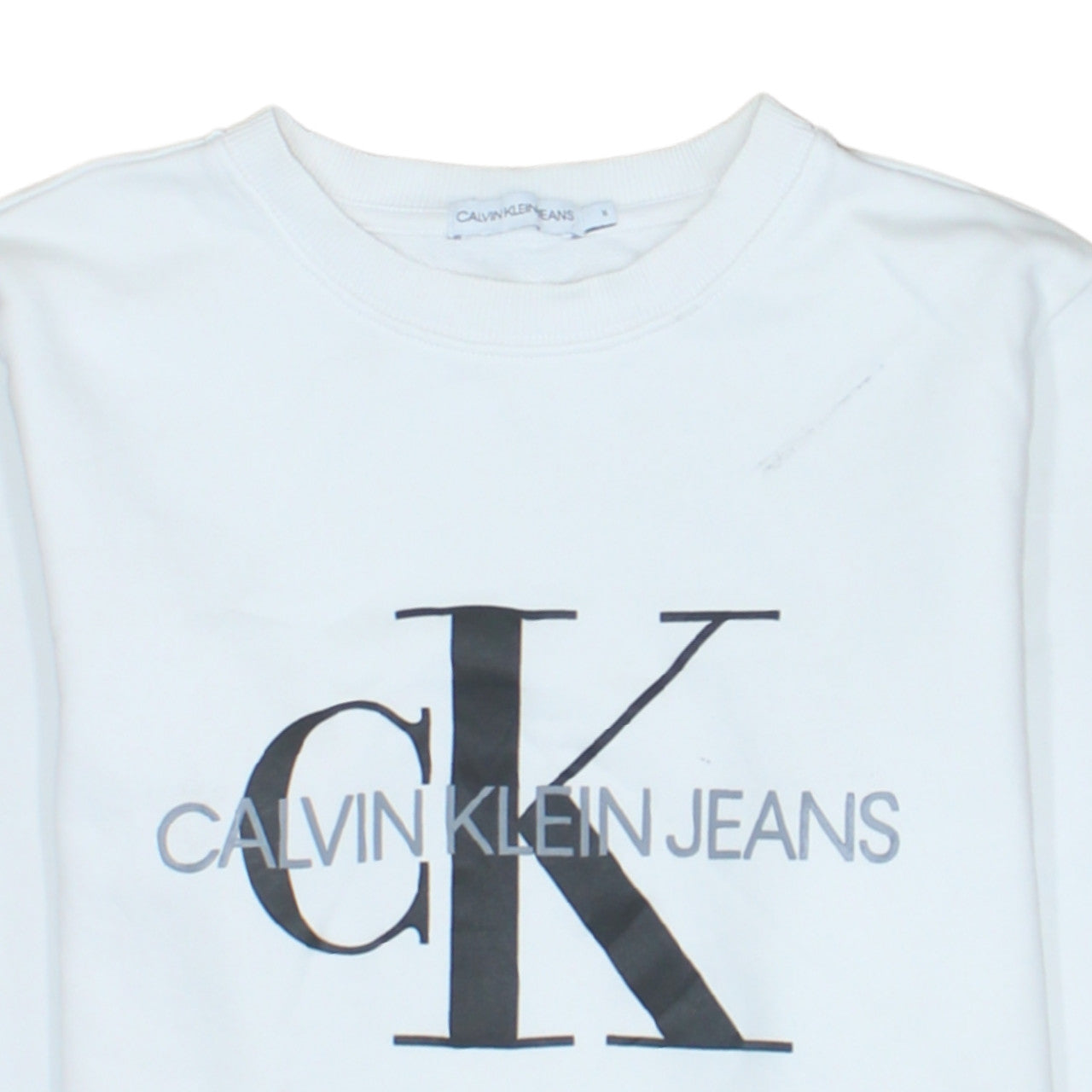 Calvin Klein Jeans Boys White Logo Pullover Sweatshirt Size 16 Years