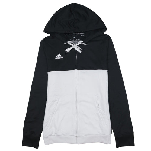 Adidas Womens Black & White Full Zip Hoodie Size M 12-14 Hooded Sweatshirt