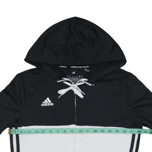 Adidas Womens Black & White Full Zip Hoodie Size M 12-14 Hooded Sweatshirt