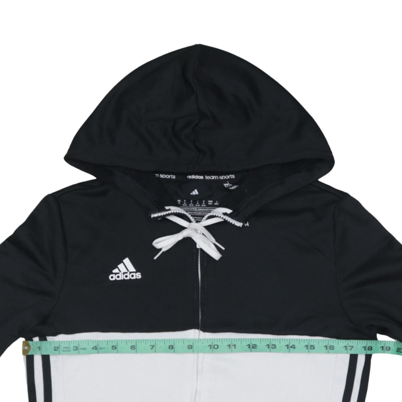 Adidas Womens Black & White Full Zip Hoodie Size M 12-14 Hooded Sweatshirt