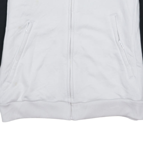 Adidas Womens Black & White Full Zip Hoodie Size M 12-14 Hooded Sweatshirt