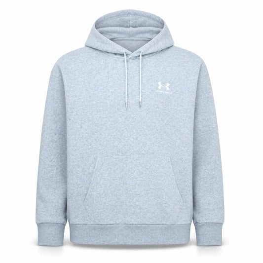 Front view of Under Armour Men’s Grey Pullover Hoodie, size L, Regular Fit Fleece