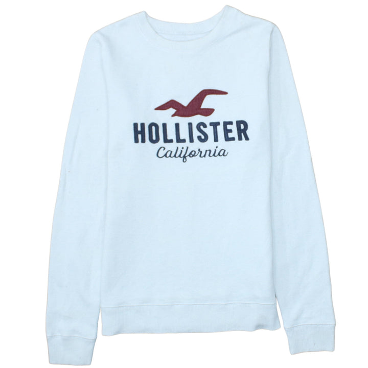 Hollister Women White XS Pullover Sweatshirt Logo Cotton Blend