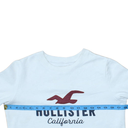Hollister Women White XS Pullover Sweatshirt Logo Cotton Blend