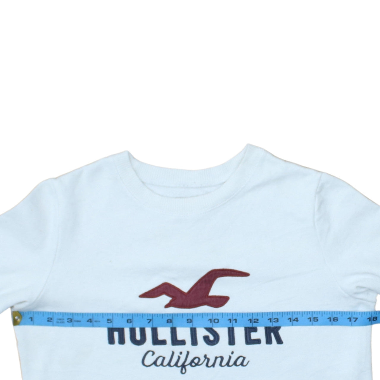 Hollister Women White XS Pullover Sweatshirt Logo Cotton Blend