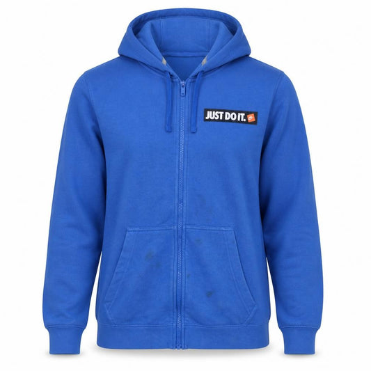 Front view of Nike Men's Blue Full Zip Hoodie M Sports Fleece Just Do It