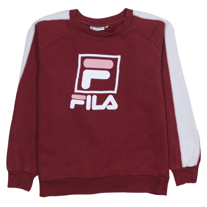 Fila Womens Burgundy White Logo Sweatshirt M12 Cotton Blend