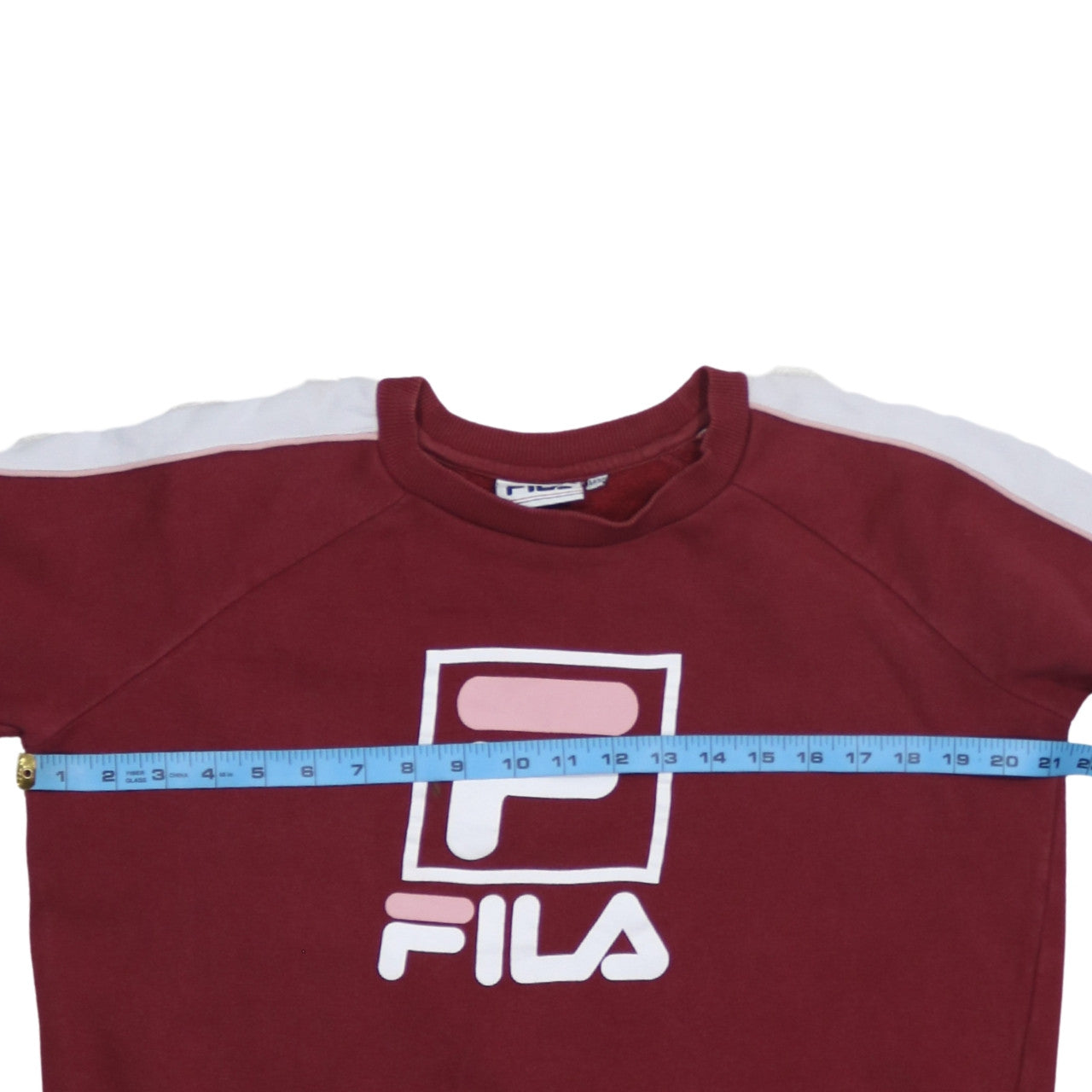 Fila Womens Burgundy White Logo Sweatshirt M12 Cotton Blend