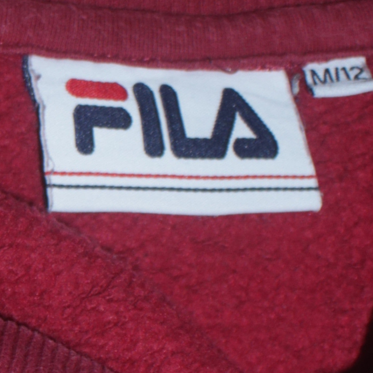 Fila Womens Burgundy White Logo Sweatshirt M12 Cotton Blend