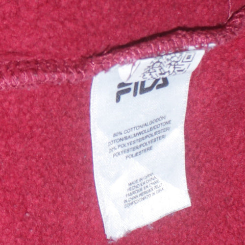 Fila Womens Burgundy White Logo Sweatshirt M12 Cotton Blend