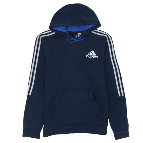 Adidas Men Blue Pullover Hoodie Medium Fleece Sportswear