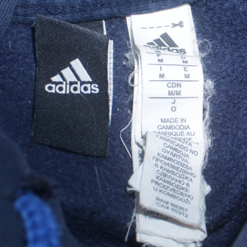 Adidas Men Blue Pullover Hoodie Medium Fleece Sportswear