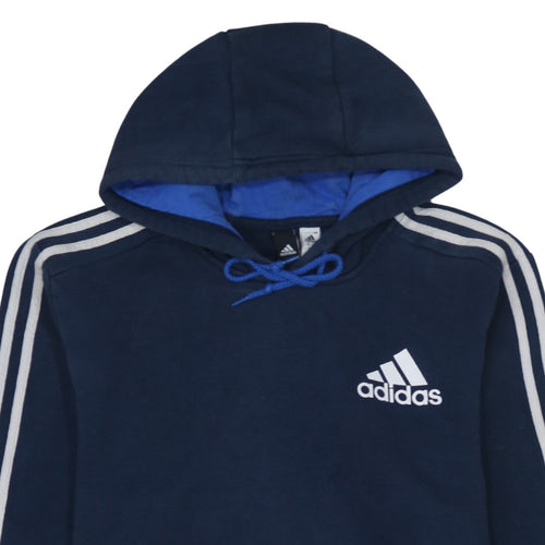 Adidas Men Blue Pullover Hoodie Medium Fleece Sportswear