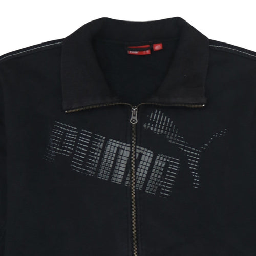Puma Men's Black XL Full Zip Collared Sweatshirt with Logo