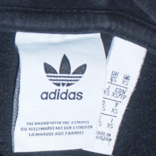 Adidas Men's Black Full Zip Hoodie XS Logo Fleece Sweatshirt
