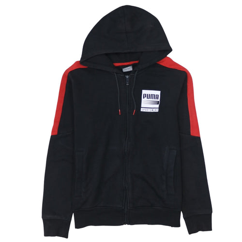 Puma Men's Black Full Zip Hoodie Size S Sportswear Logo Fleece
