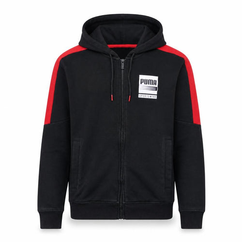 Puma Men's Black Full Zip Hoodie Size S Sportswear Logo Fleece