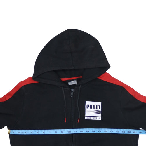 Puma Men's Black Full Zip Hoodie Size S Sportswear Logo Fleece