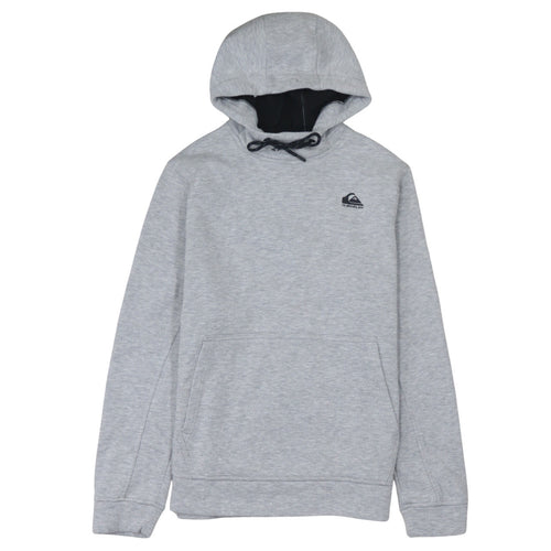 Quiksilver Mens Grey Pullover Hoodie Medium Fleece Logo Sweatshirt