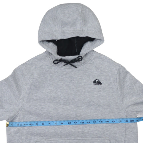 Quiksilver Mens Grey Pullover Hoodie Medium Fleece Logo Sweatshirt