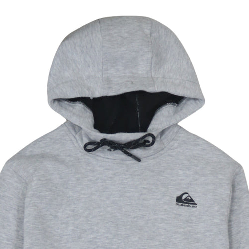 Quiksilver Mens Grey Pullover Hoodie Medium Fleece Logo Sweatshirt