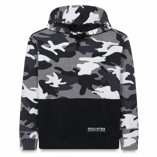 Front view of Hollister Men's Multicoloured Camo Pullover Hoodie XS
