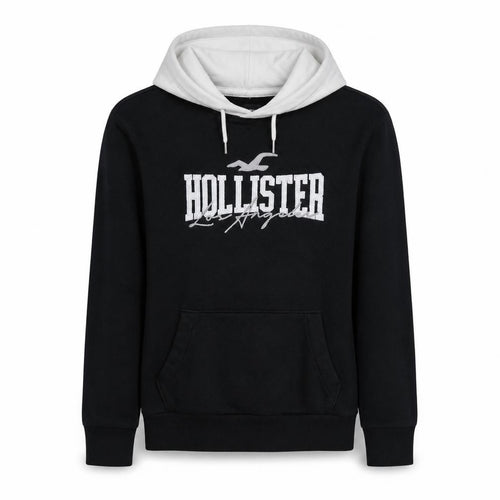 Hollister Women’s Black and White Pullover Hoodie XS