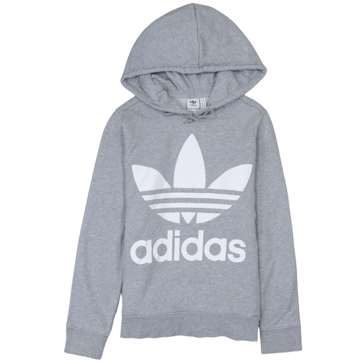 Adidas Womens Grey Hooded Pullover Hoodie UK 12