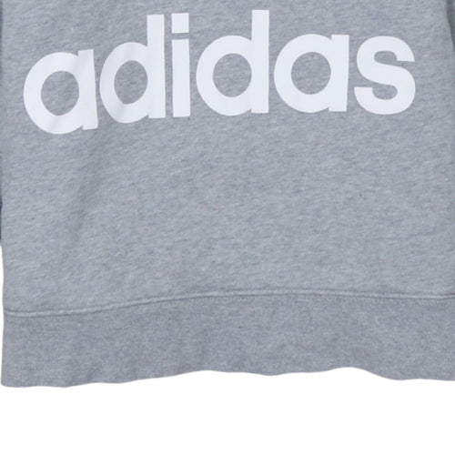 Adidas Womens Grey Hooded Pullover Hoodie UK 12