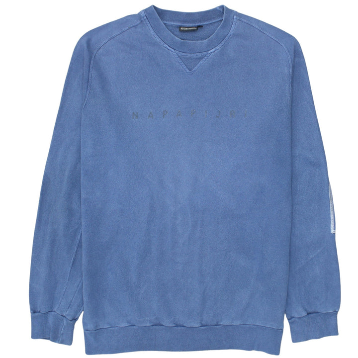 Napapijri Men's Blue Crew Neck Logo Sweatshirt Size L