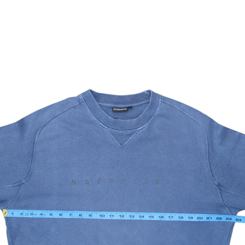 Napapijri Men's Blue Crew Neck Logo Sweatshirt Size L