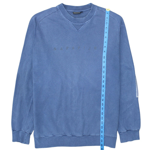 Napapijri Men's Blue Crew Neck Logo Sweatshirt Size L
