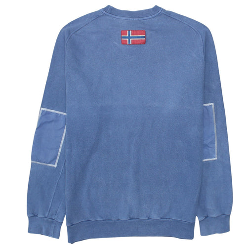 Napapijri Men's Blue Crew Neck Logo Sweatshirt Size L