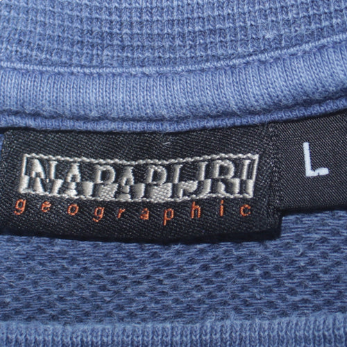 Napapijri Men's Blue Crew Neck Logo Sweatshirt Size L