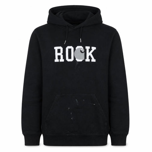 Front view of Carhartt Men’s Black Rock Pullover Hoodie Medium Graphic Fleece