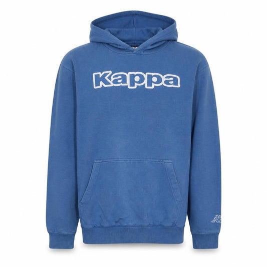Front view of Kappa Men's Blue Pullover Hoodie Large Regular Fit Logo Sportswear