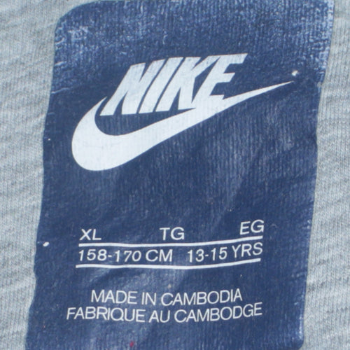 Nike Boys Black XL Pullover Hoodie with Large Logo Print 13-15 Years