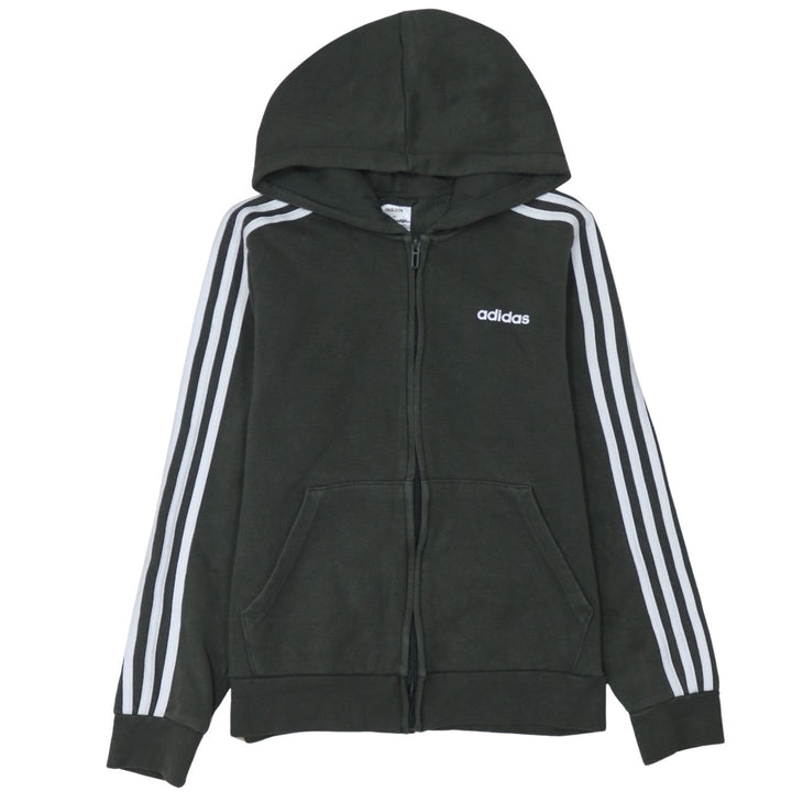 Adidas Women Black Full Zip Hoodie Size M Hooded Fleece Lined Sweatshirt