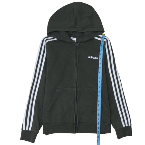 Adidas Women Black Full Zip Hoodie Size M Hooded Fleece Lined Sweatshirt