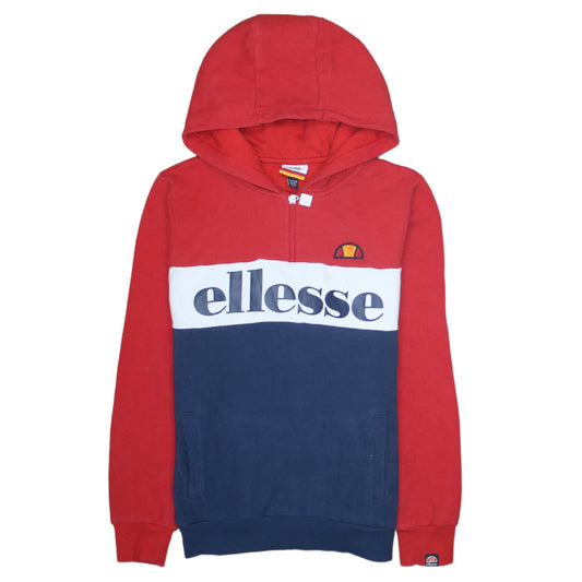 Ellesse Boys Red Blue Colourblock 12-13 Years Half Zip Hoodie Cotton Blend